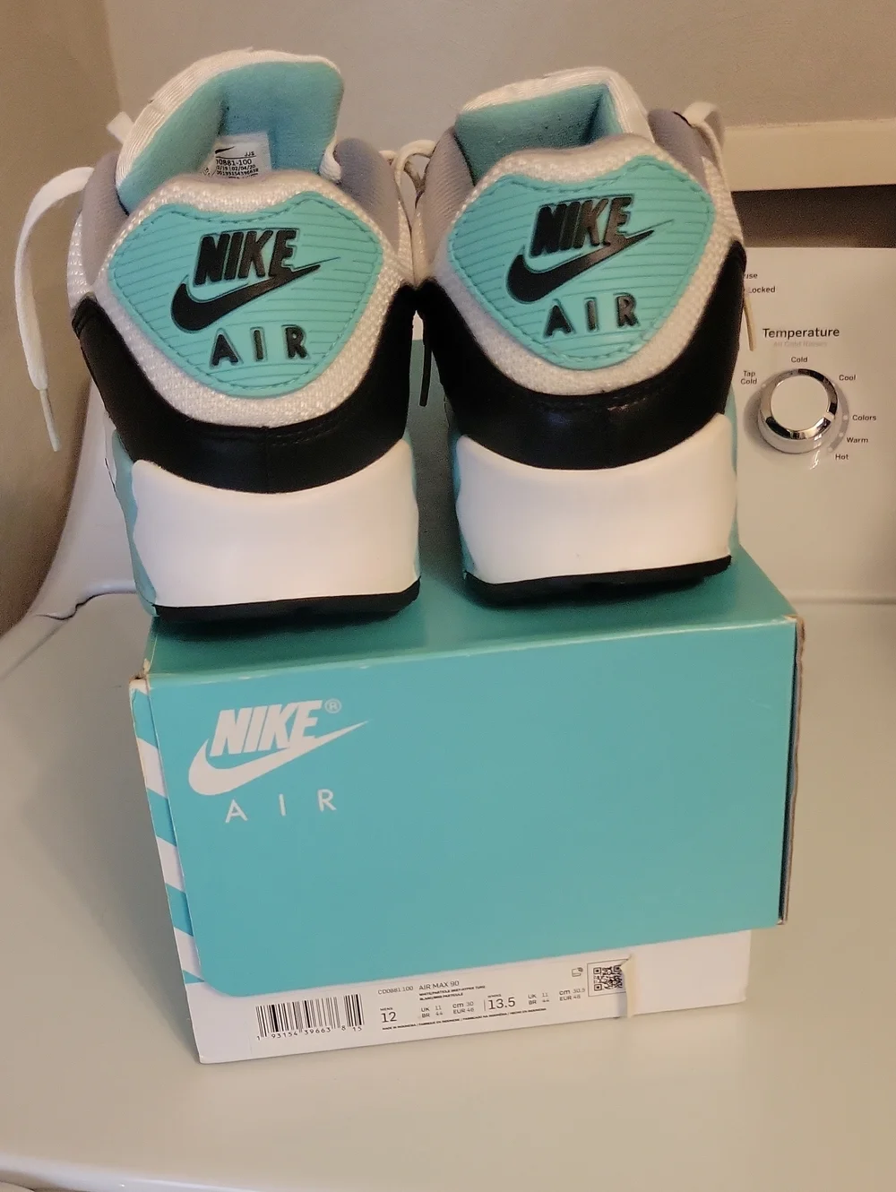 Mens Nike Air Max 90 White/particle Grey Hyper Turq